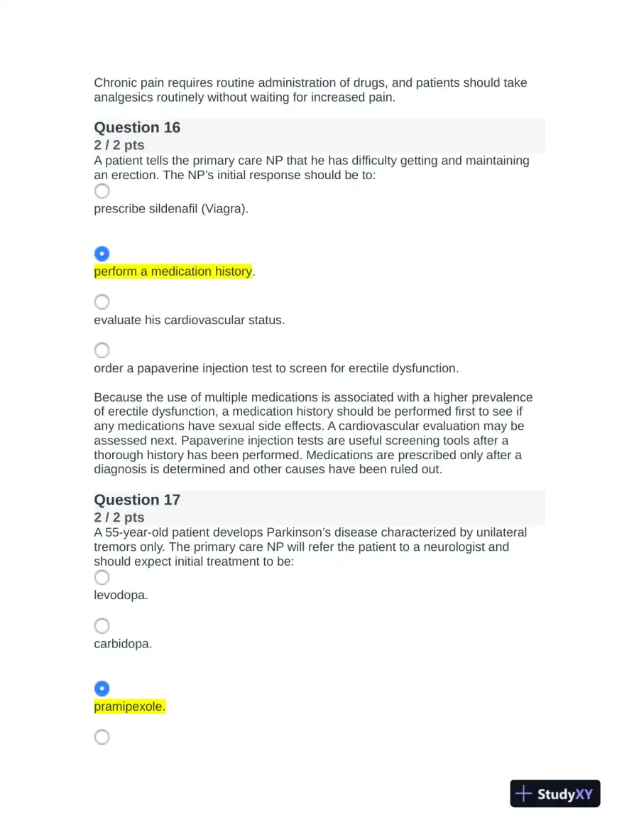 NR508 Nursing Diagnosis Final Exam With Answers (75 Solved Questions), page 10