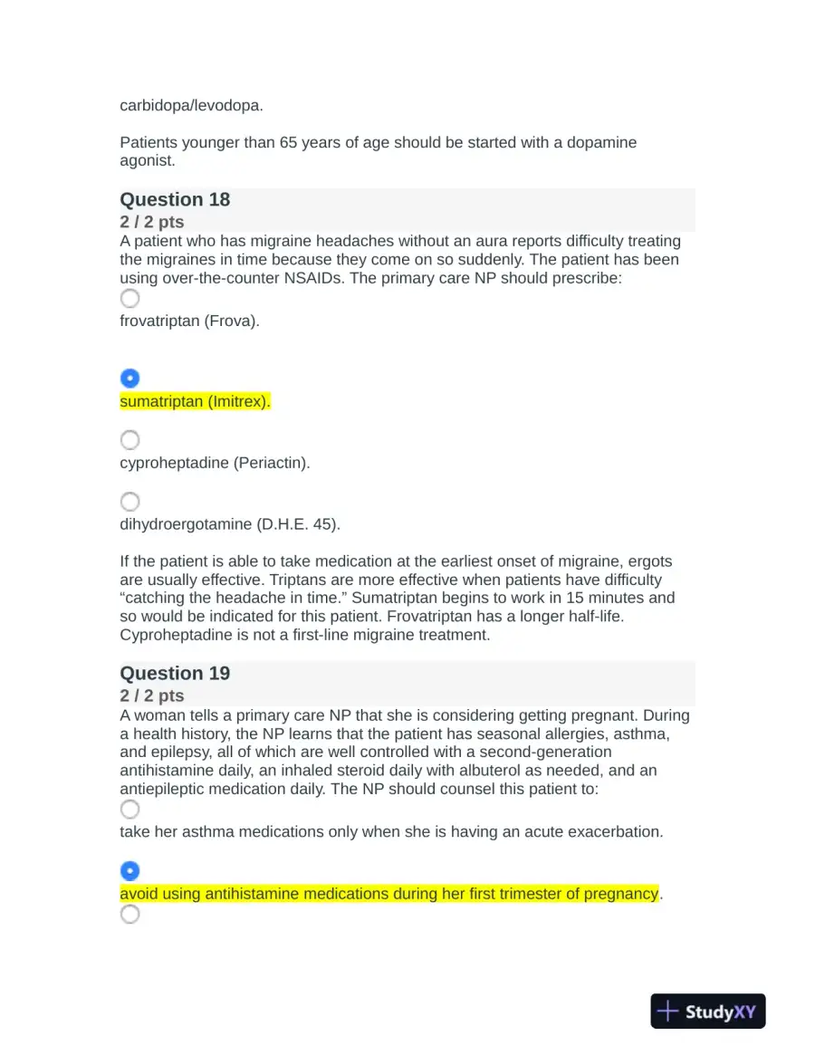 NR508 Nursing Diagnosis Final Exam With Answers (75 Solved Questions), page 11