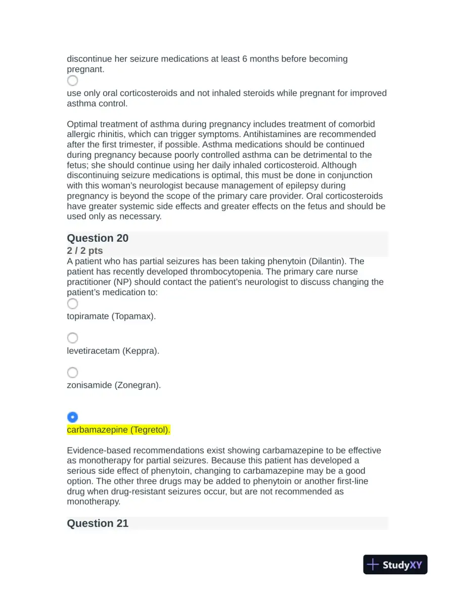 NR508 Nursing Diagnosis Final Exam With Answers (75 Solved Questions), page 12