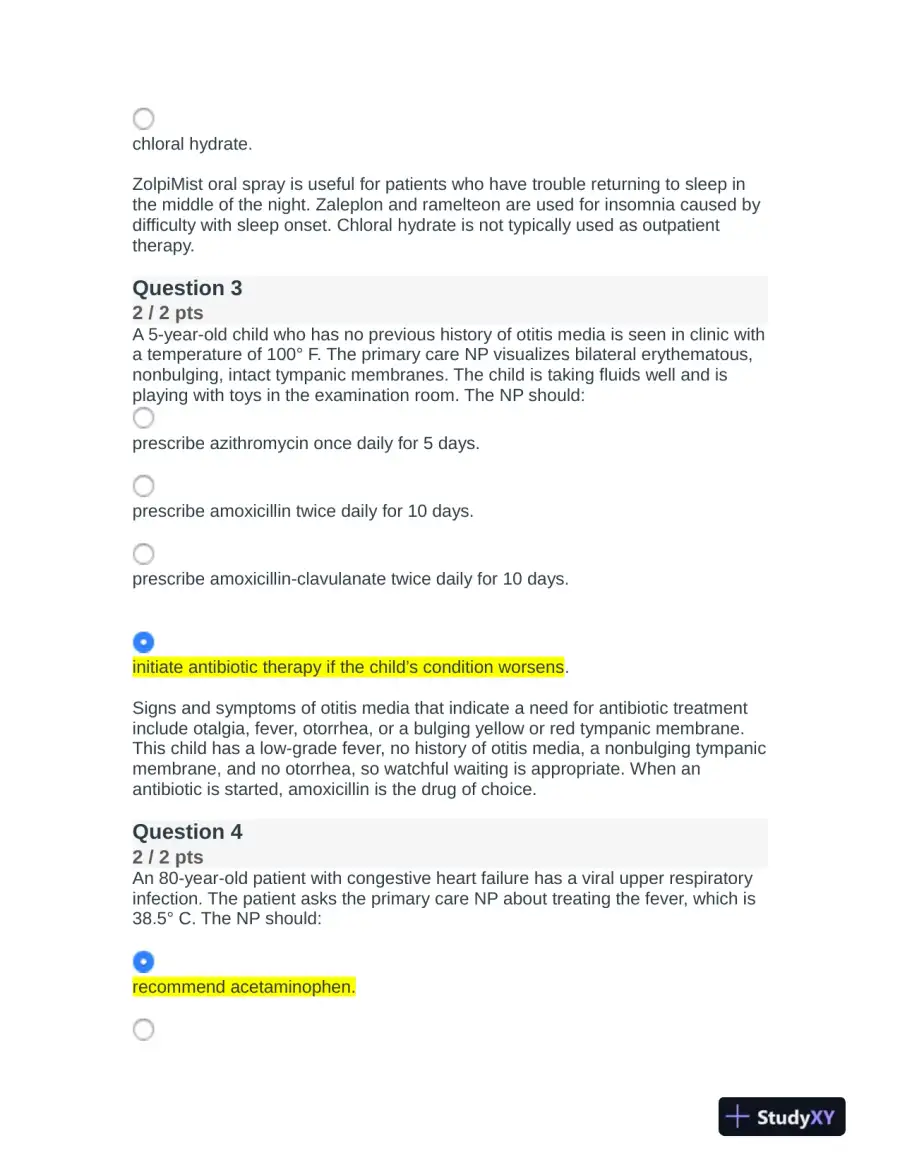 NR508 Nursing Diagnosis Final Exam With Answers (75 Solved Questions), page 3