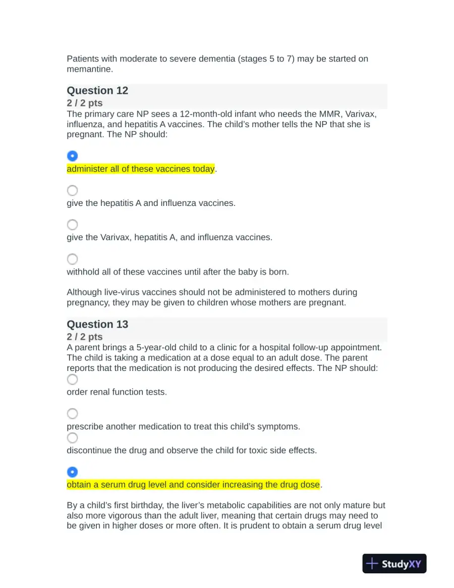 NR508 Nursing Diagnosis Final Exam With Answers (75 Solved Questions), page 8