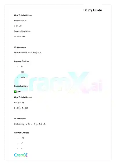 Basic Math and Pre-Algebra - Variables Algebraic Expressions and Simple Equations - Page 6 preview image