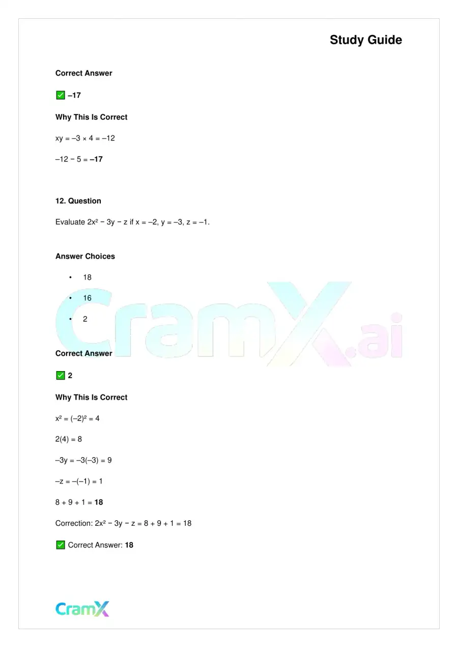 Basic Math and Pre-Algebra - Variables Algebraic Expressions and Simple Equations, page 7