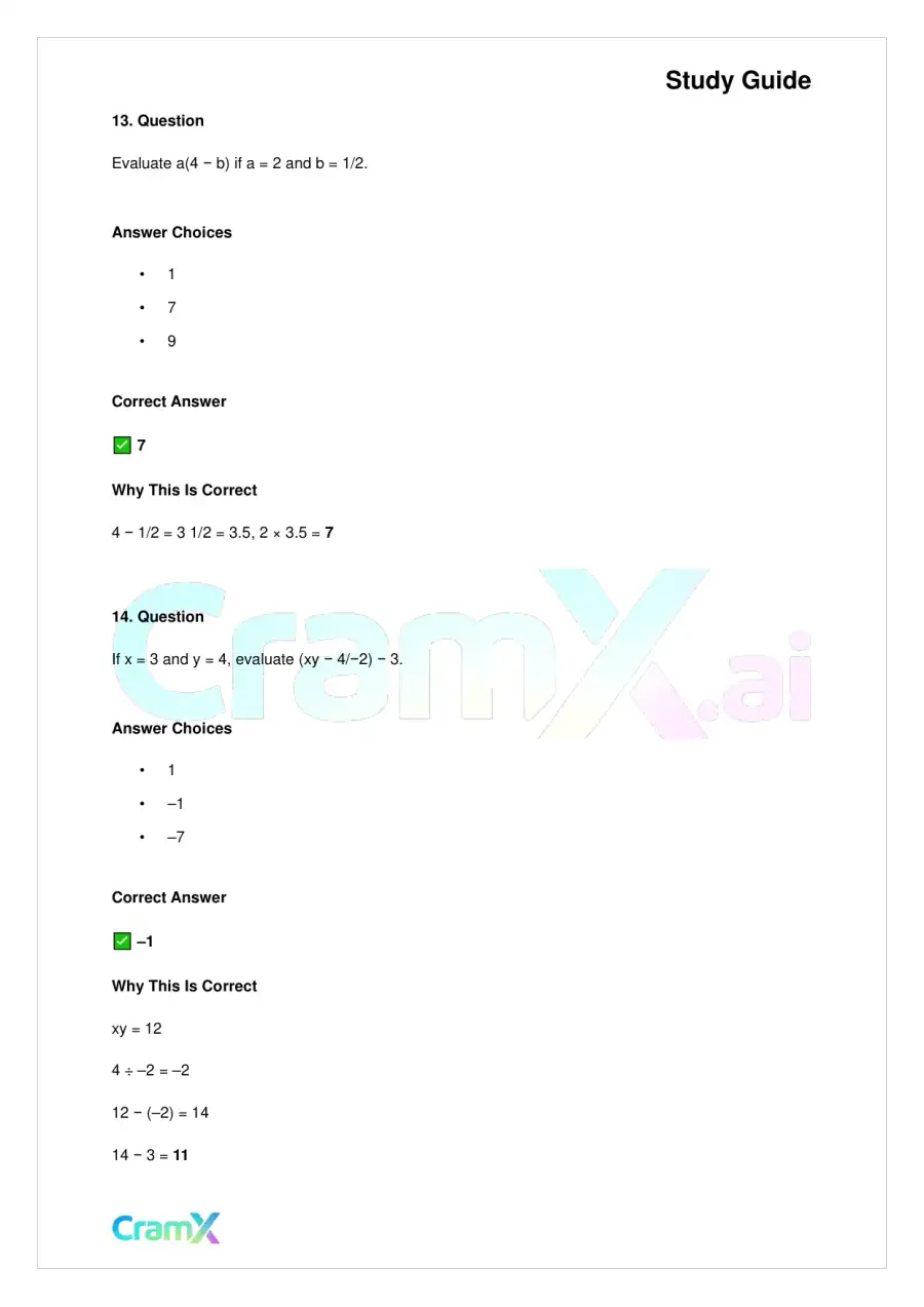 Basic Math and Pre-Algebra - Variables Algebraic Expressions and Simple Equations, page 8
