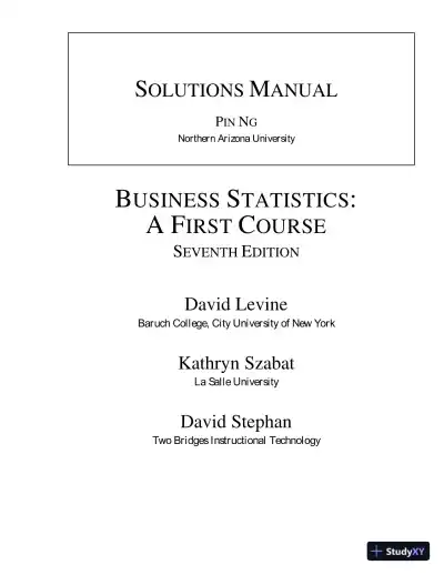 Solution Manual for Business Statistics: A First Course, 7th Edition - Page 1 preview image