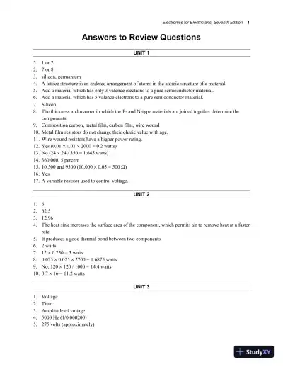 Solution Manual for Electronics for Electricians, 7th Edition - Page 1 preview image
