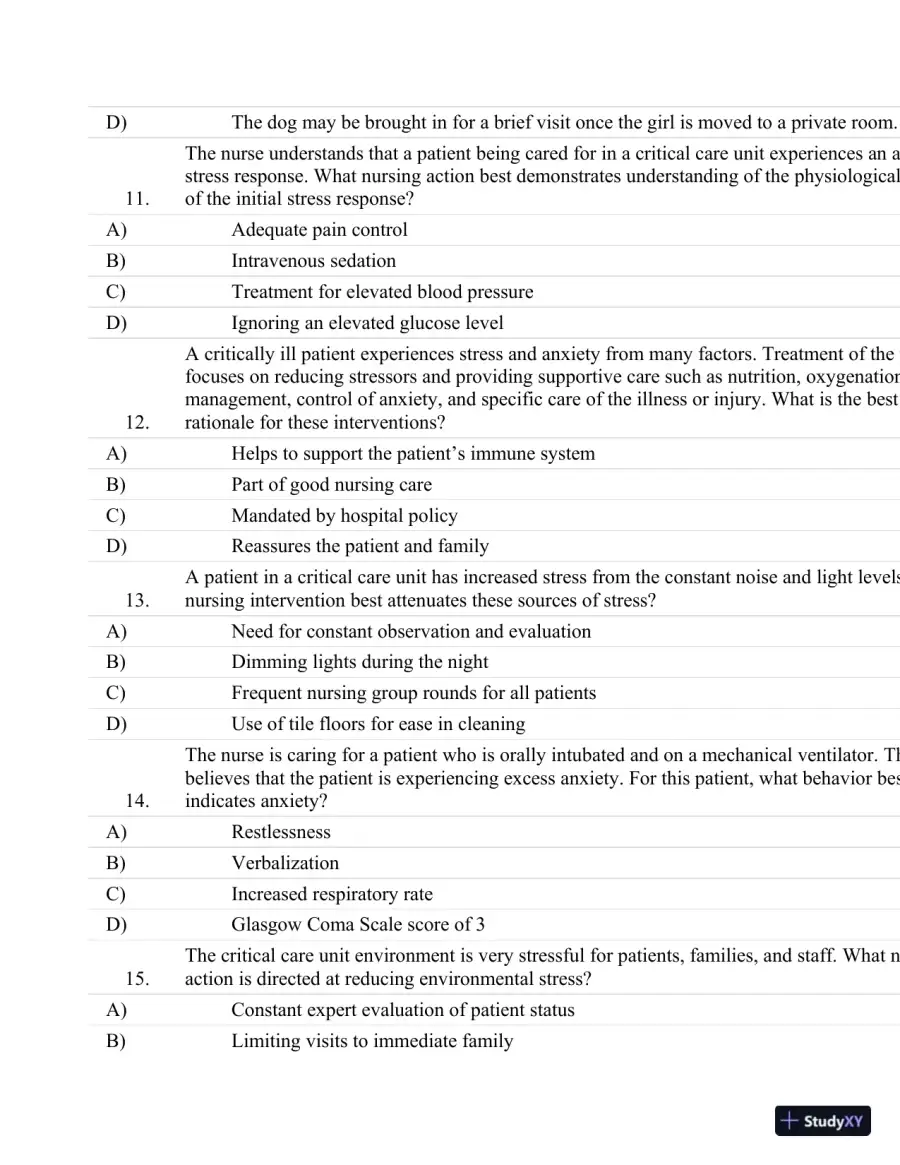 Test Bank For Critical Care Nursing: A Holistic Approach, 10th Edition, page 11