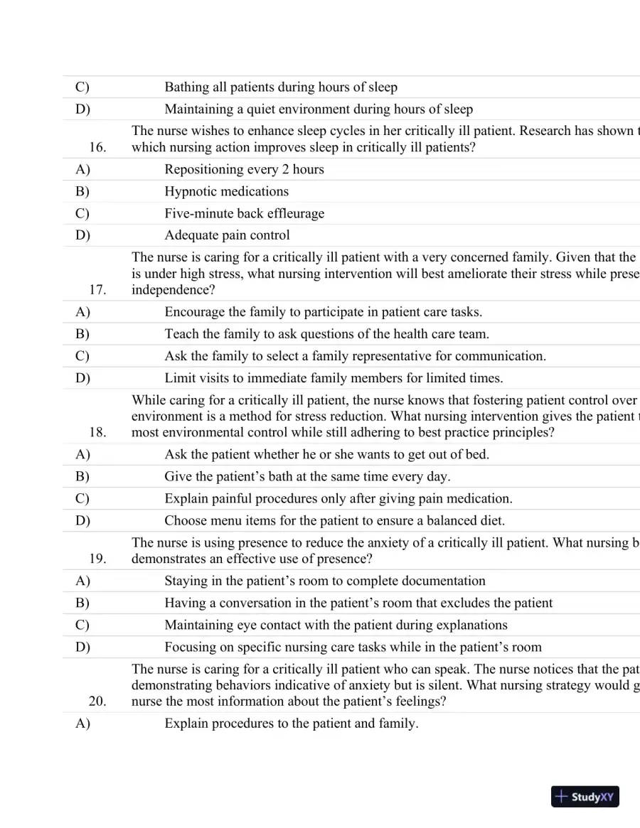 Test Bank For Critical Care Nursing: A Holistic Approach, 10th Edition, page 12