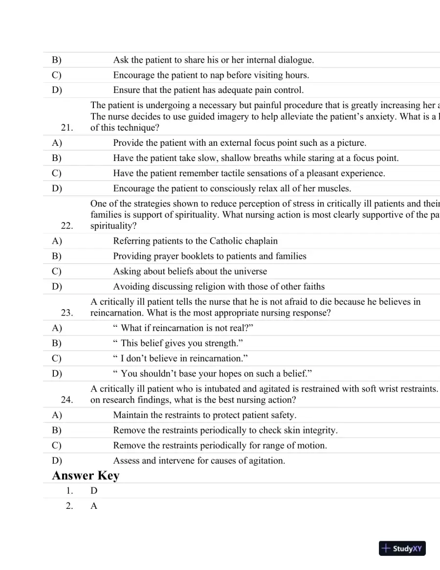 Test Bank For Critical Care Nursing: A Holistic Approach, 10th Edition, page 13