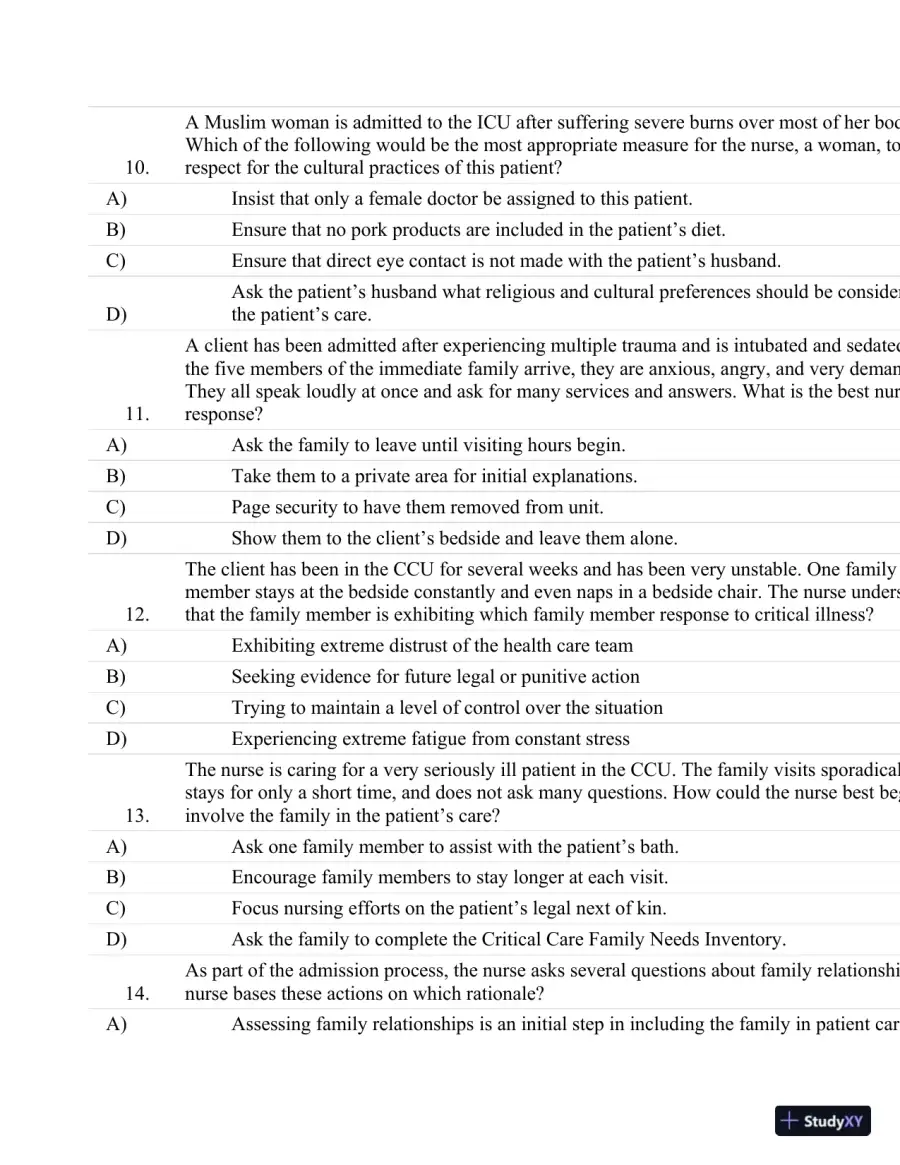 Test Bank For Critical Care Nursing: A Holistic Approach, 10th Edition, page 17