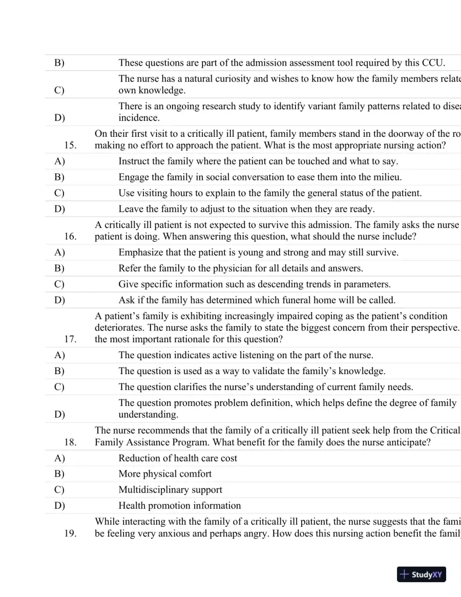 Test Bank For Critical Care Nursing: A Holistic Approach, 10th Edition, page 18