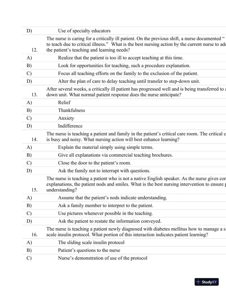 Test Bank For Critical Care Nursing: A Holistic Approach, 10th Edition, page 23