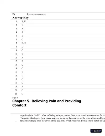 Test Bank For Critical Care Nursing: A Holistic Approach, 10th Edition - Page 25 preview image