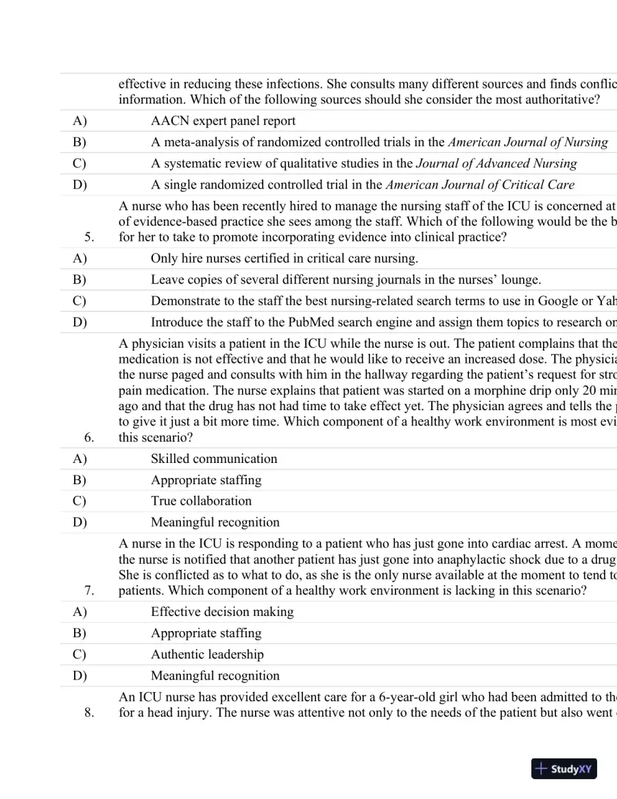 Test Bank For Critical Care Nursing: A Holistic Approach, 10th Edition, page 3