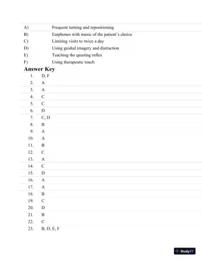 Test Bank For Critical Care Nursing: A Holistic Approach, 10th Edition - Page 31 preview image