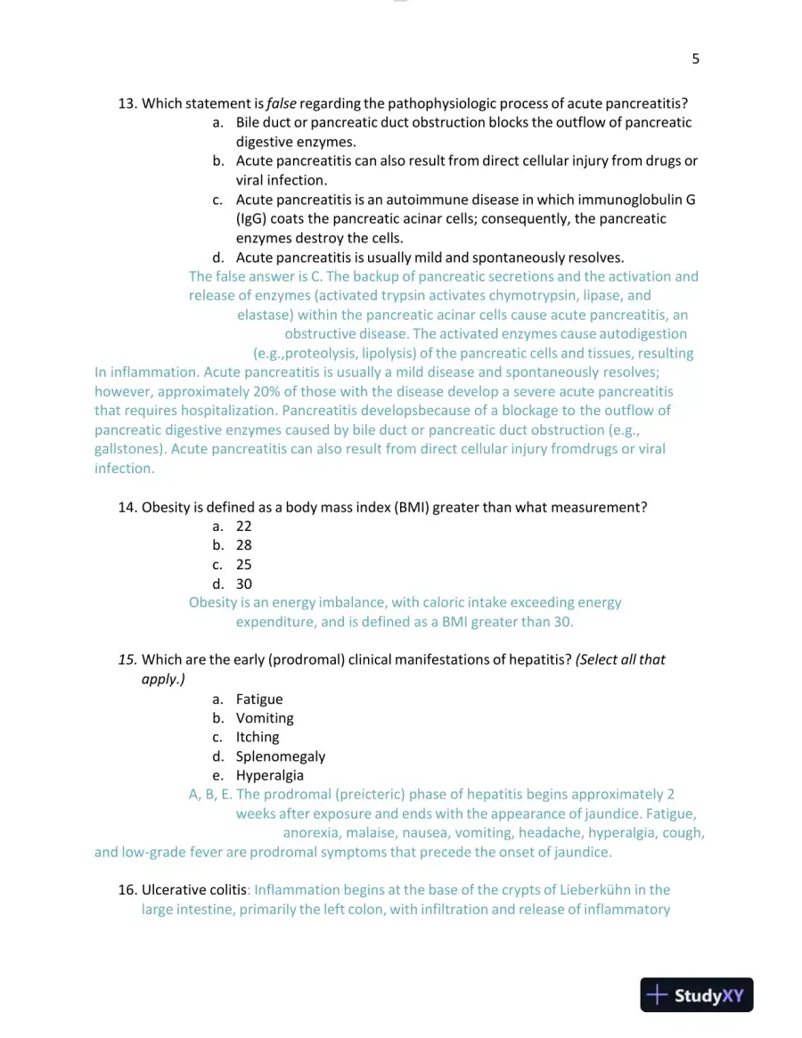 2023-2024 NURS611 Pathophysiology Exam 4 Version Test Bank With Answers (104 Solved Questions), page 6