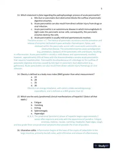 2023-2024 NURS611 Pathophysiology Exam 4 Version Test Bank With Answers (104 Solved Questions) - Page 6 preview image