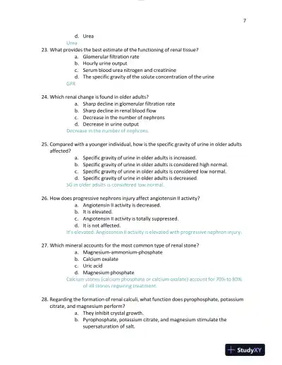 2023-2024 NURS611 Pathophysiology Exam 4 Version Test Bank With Answers (104 Solved Questions) - Page 8 preview image