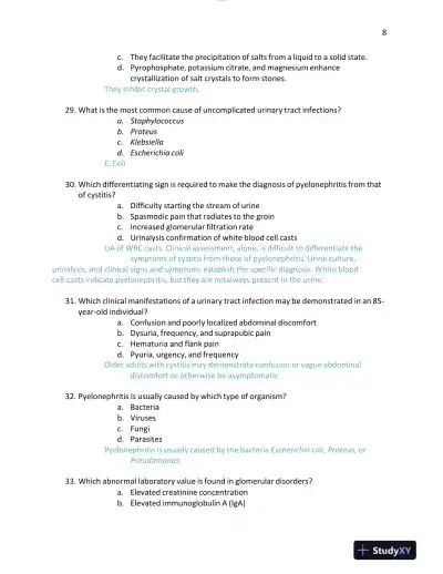 2023-2024 NURS611 Pathophysiology Exam 4 Version Test Bank With Answers (104 Solved Questions) - Page 9 preview image