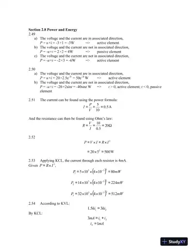 Solution Manual For Electrical Engineering: Concepts and Applications, 1st Edition - Page 13 preview image