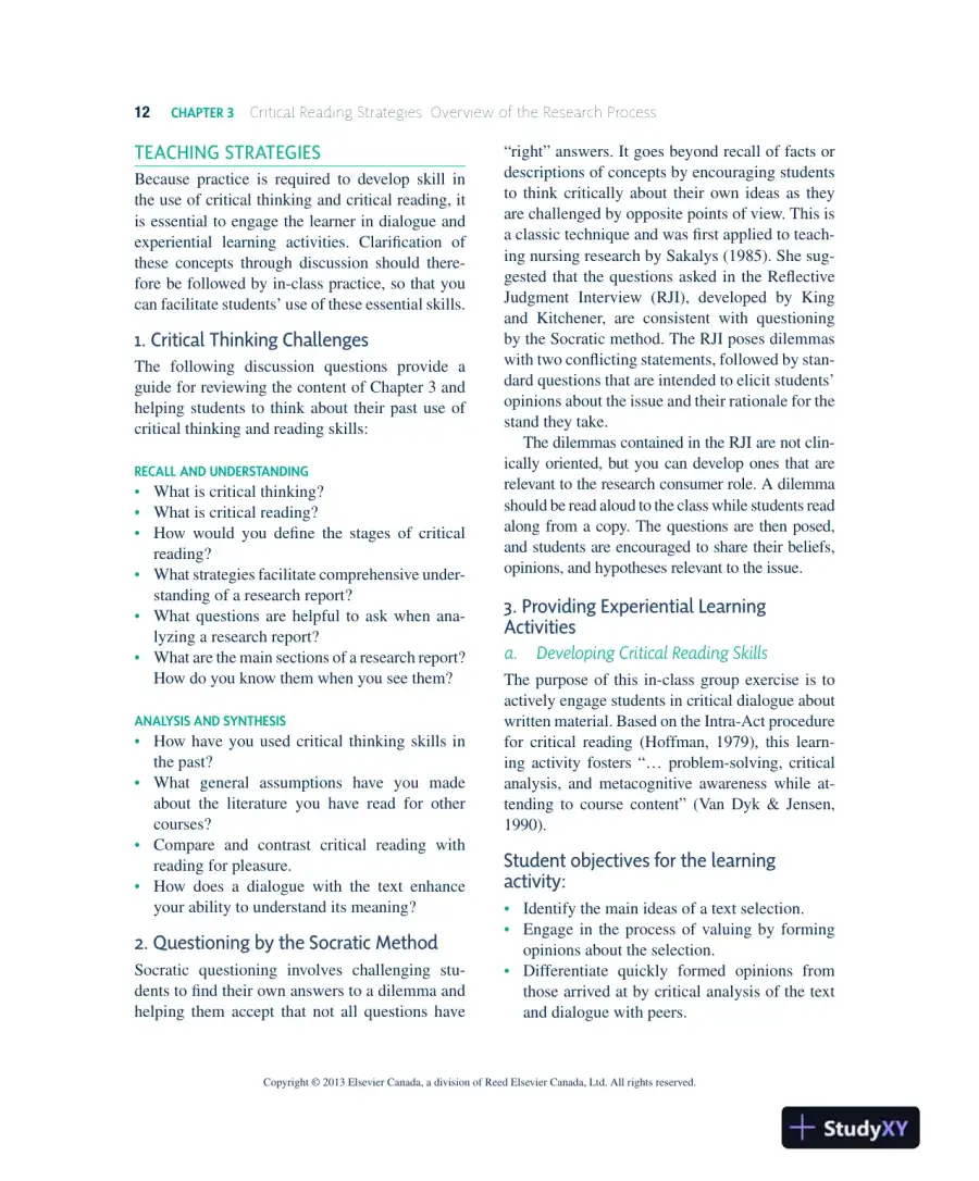 Nursing Research In Canada: Methods, Critical Appraisal, And Utilization, 3rd Canadian Edition Solution Manual, page 13