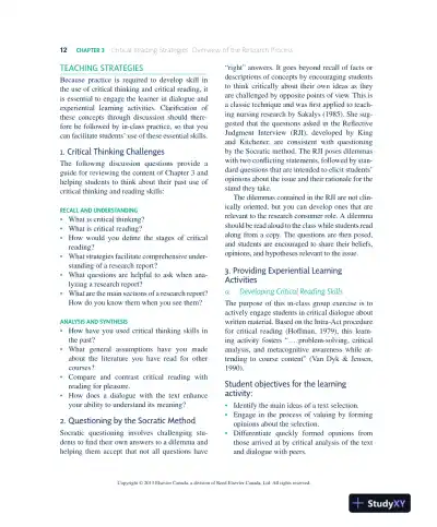 Nursing Research In Canada: Methods, Critical Appraisal, And Utilization, 3rd Canadian Edition Solution Manual - Page 13 preview image