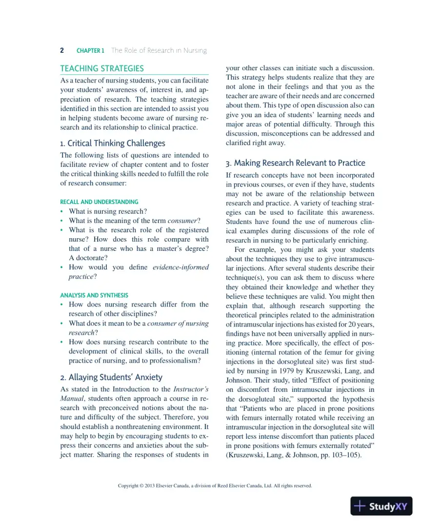Nursing Research In Canada: Methods, Critical Appraisal, And Utilization, 3rd Canadian Edition Solution Manual, page 3