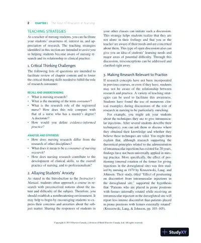 Nursing Research In Canada: Methods, Critical Appraisal, And Utilization, 3rd Canadian Edition Solution Manual - Page 3 preview image