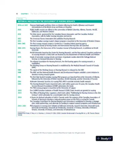 Nursing Research In Canada: Methods, Critical Appraisal, And Utilization, 3rd Canadian Edition Solution Manual - Page 5 preview image