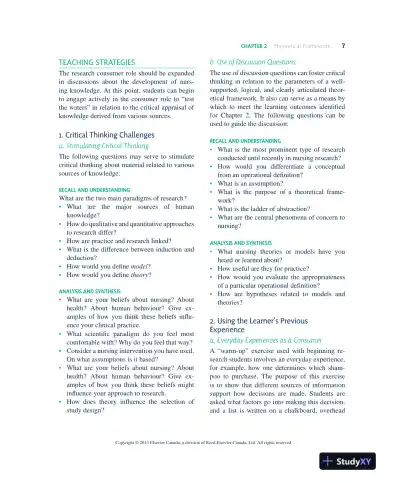 Nursing Research In Canada: Methods, Critical Appraisal, And Utilization, 3rd Canadian Edition Solution Manual - Page 8 preview image