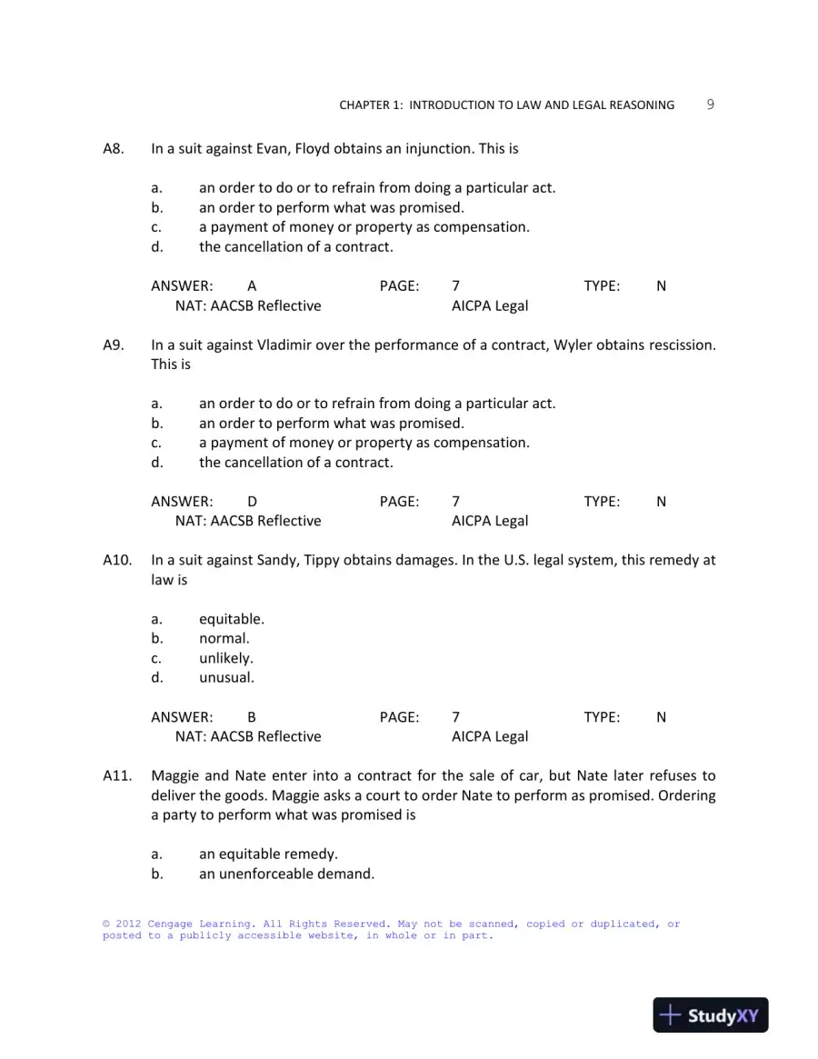 Test Bank For Business Law: Text And Cases: Legal, Ethical, Global, And Corporate Environment, 12th Edition, page 10