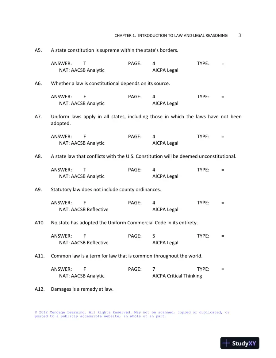 Test Bank For Business Law: Text And Cases: Legal, Ethical, Global, And Corporate Environment, 12th Edition, page 4