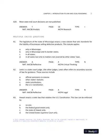 Test Bank For Business Law: Text And Cases: Legal, Ethical, Global, And Corporate Environment, 12th Edition - Page 6 preview image