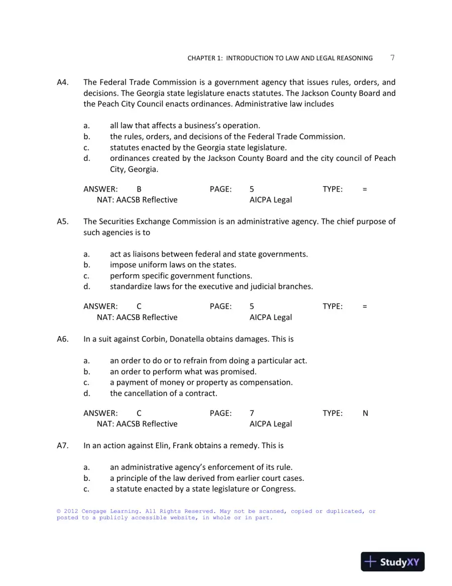 Test Bank For Business Law: Text And Cases: Legal, Ethical, Global, And Corporate Environment, 12th Edition, page 8