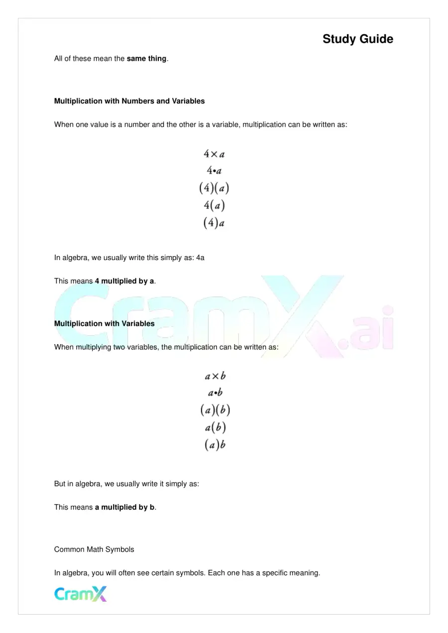Algebra I – Preliminaries and Basic Operations, page 7