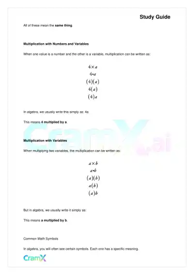 Algebra I – Preliminaries and Basic Operations - Page 7 preview image