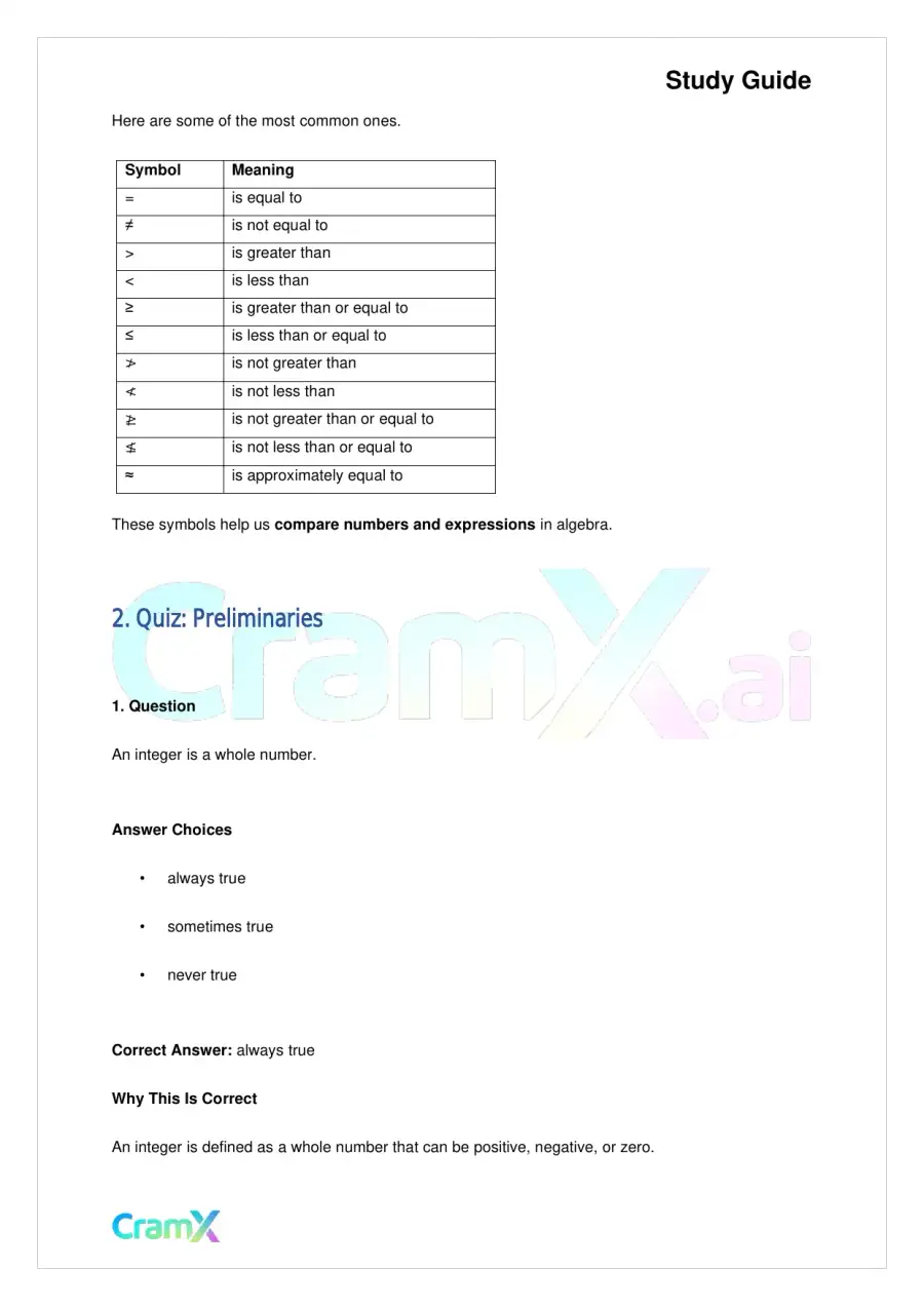 Algebra I – Preliminaries and Basic Operations, page 8
