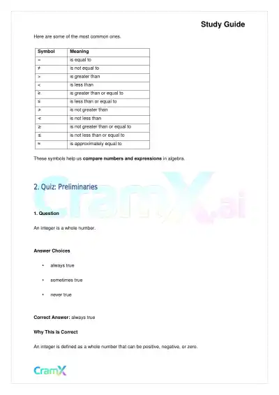 Algebra I – Preliminaries and Basic Operations - Page 8 preview image