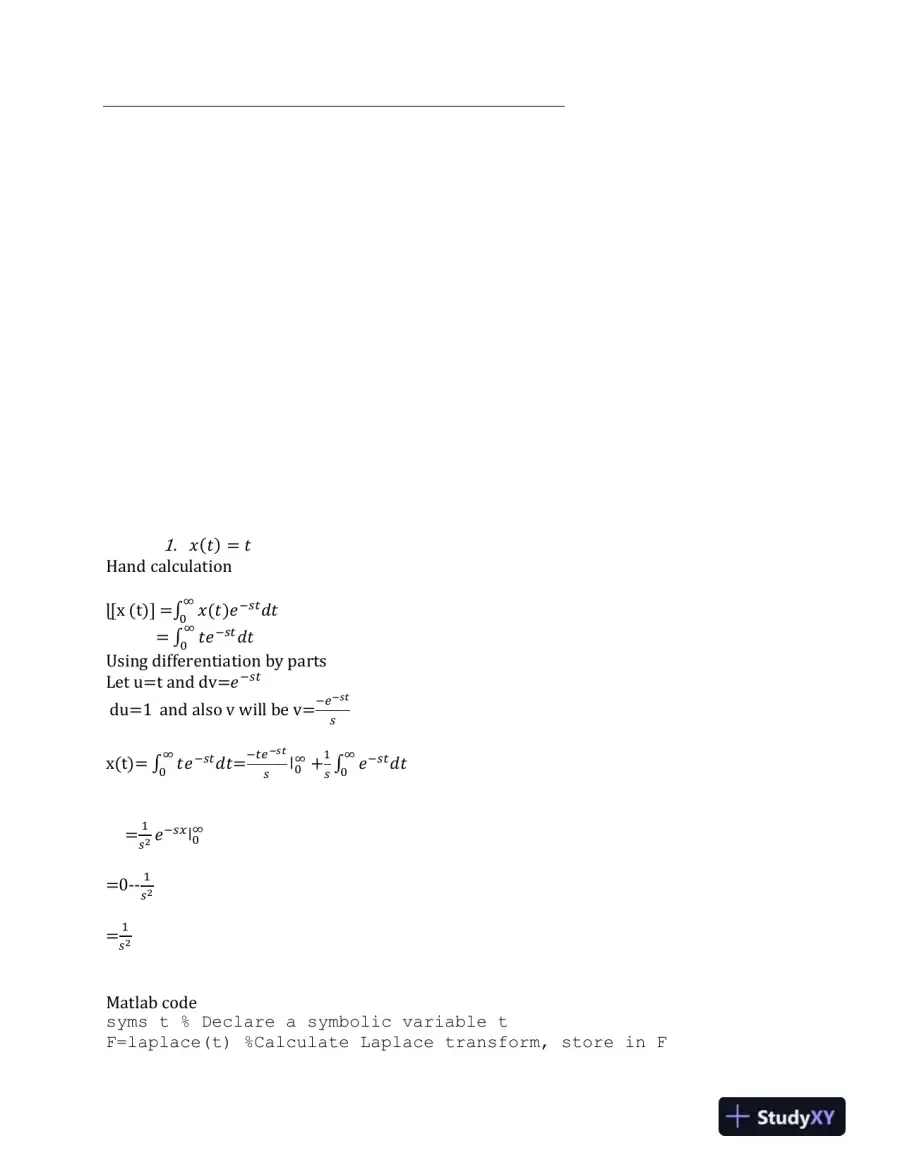 Laplace Transforms, Inverse Laplace Transforms, and Differential Equations: Using MATLAB, page 3