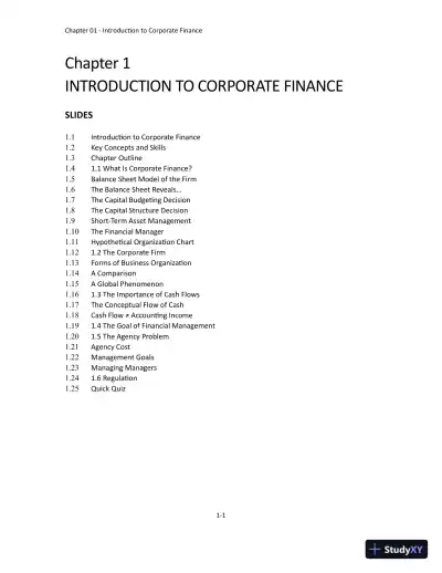 Study Notes For Corporate Finance: Core Principles and Applications, 5th Edition - Page 1 preview image