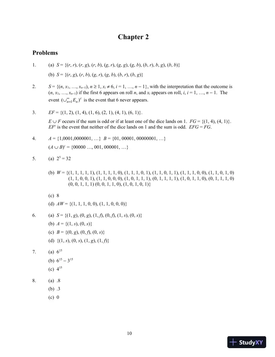 A First Course in Probability, 10th Edition Solution Manual, page 12