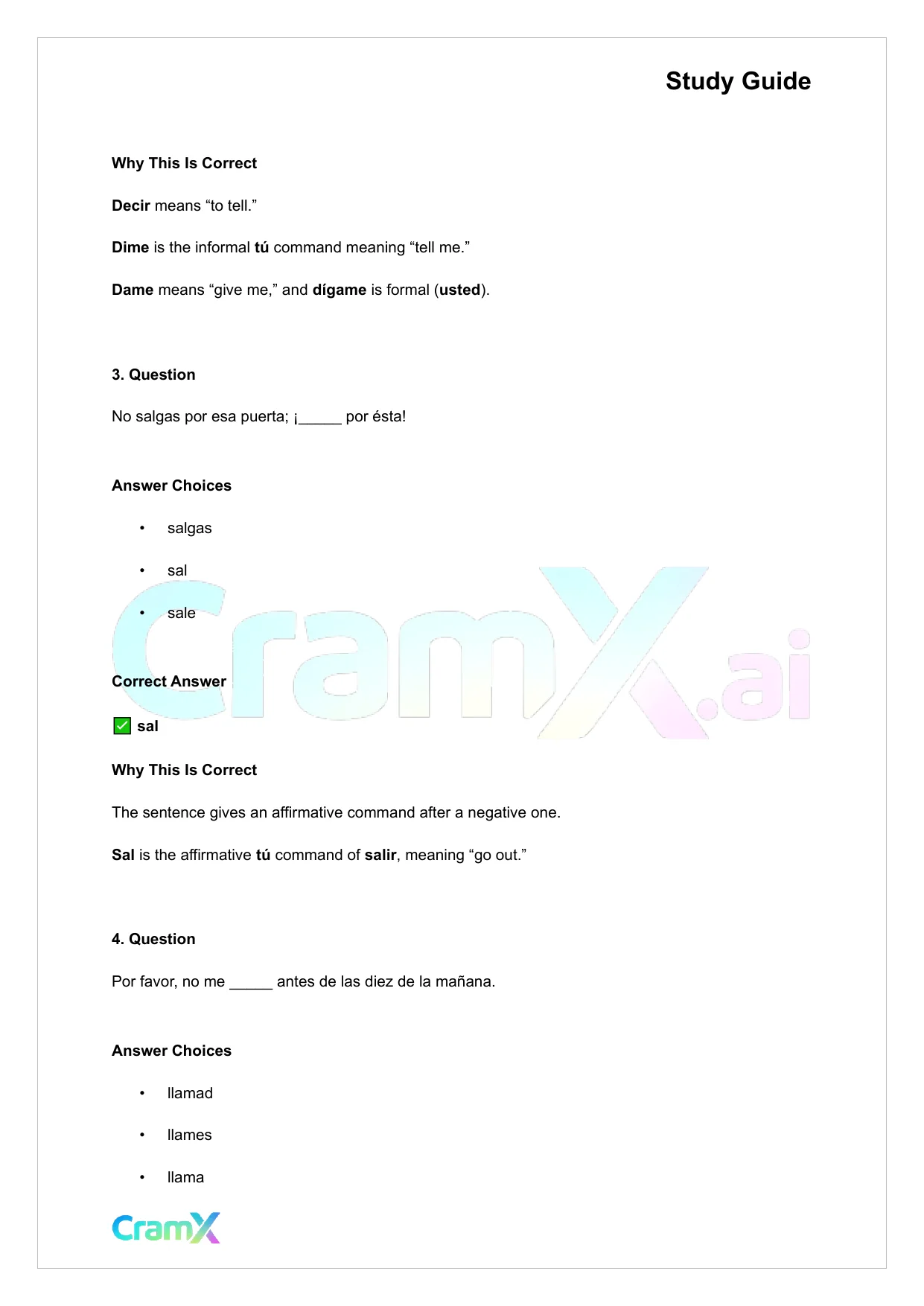 Spanish I - Commands - Page 2 preview image