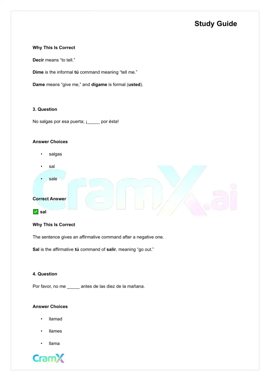 Spanish I - Commands, page 2