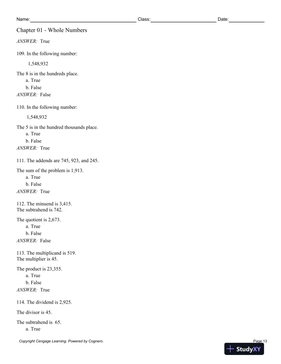 Contemporary Mathematics for Business and Consumers, Brief 8th Edition Test Bank, page 14