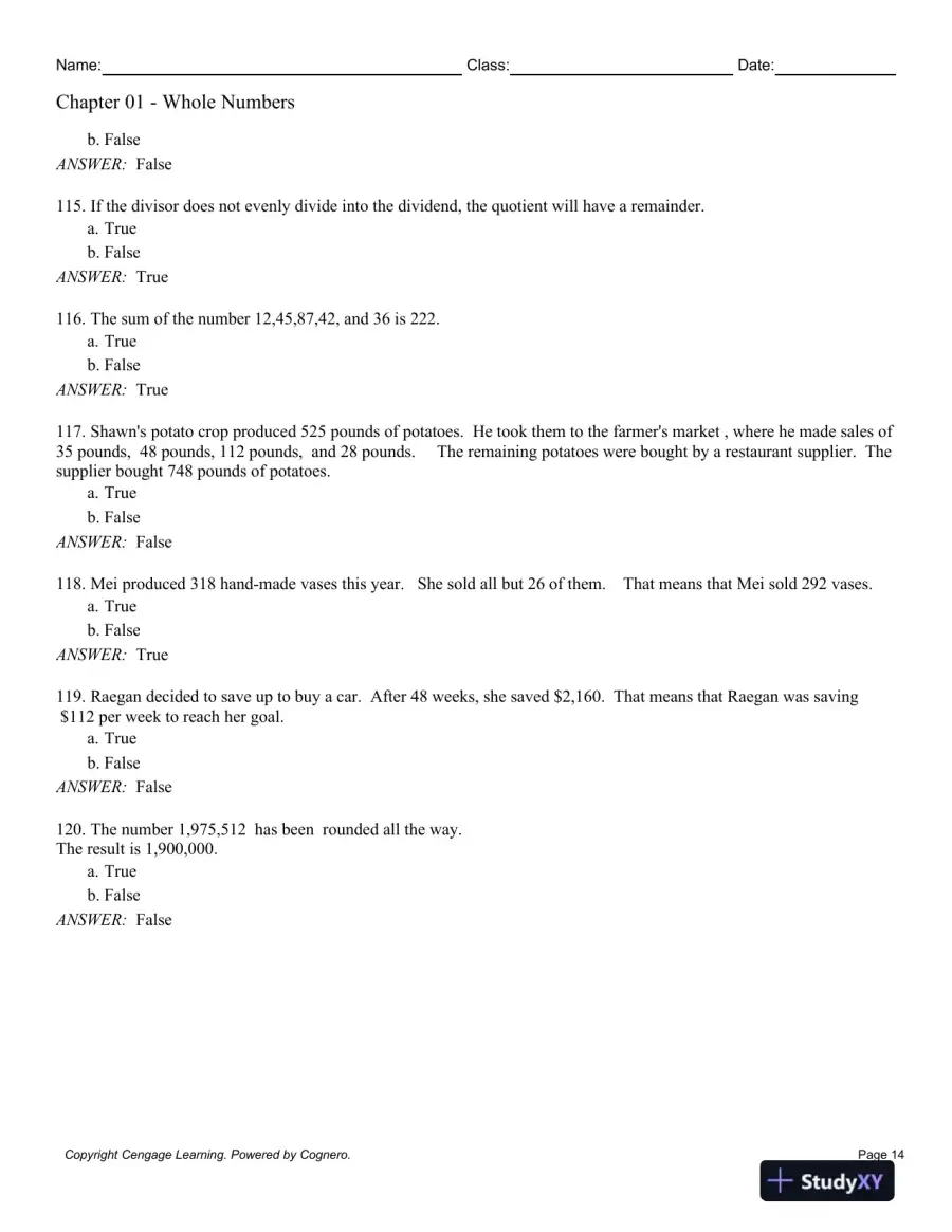 Contemporary Mathematics for Business and Consumers, Brief 8th Edition Test Bank, page 15