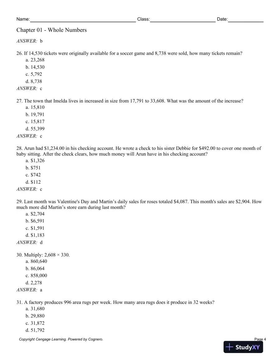 Contemporary Mathematics for Business and Consumers, Brief 8th Edition Test Bank, page 5