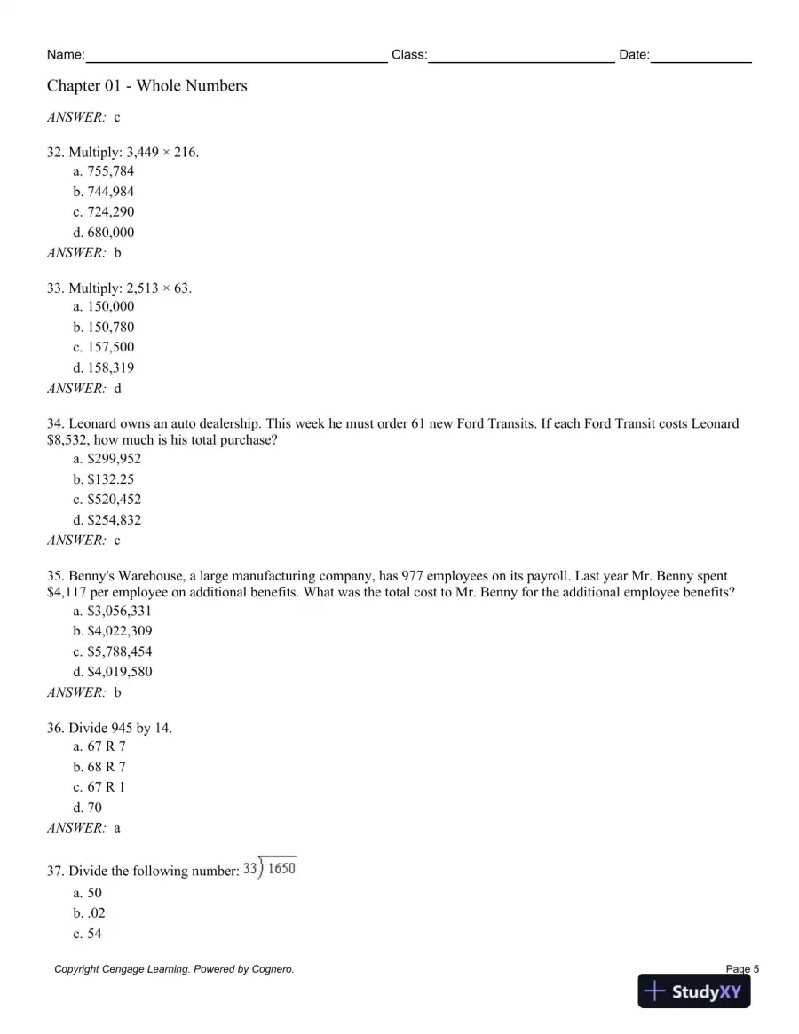 Contemporary Mathematics for Business and Consumers, Brief 8th Edition Test Bank, page 6