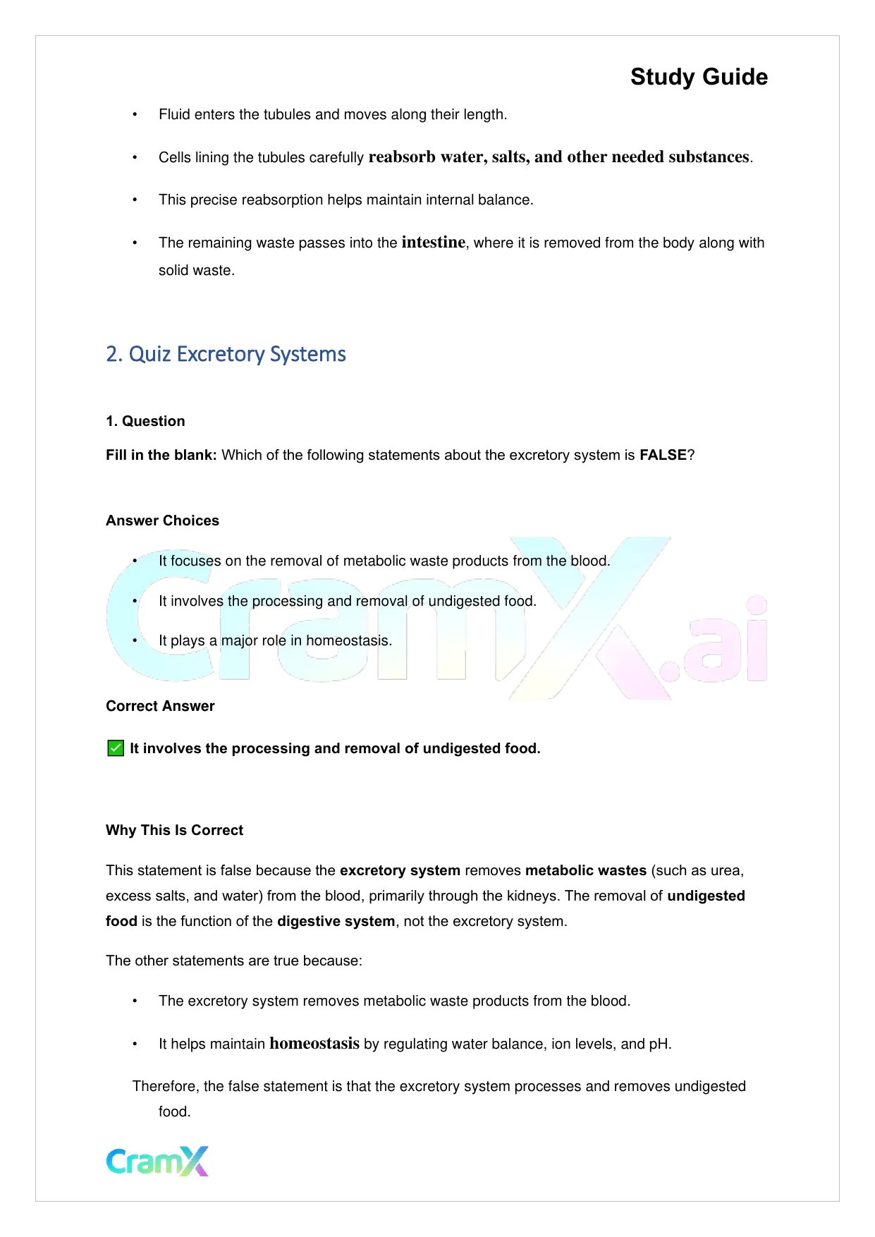 Biology - Excretion and Homeostasis - Page 3 preview image