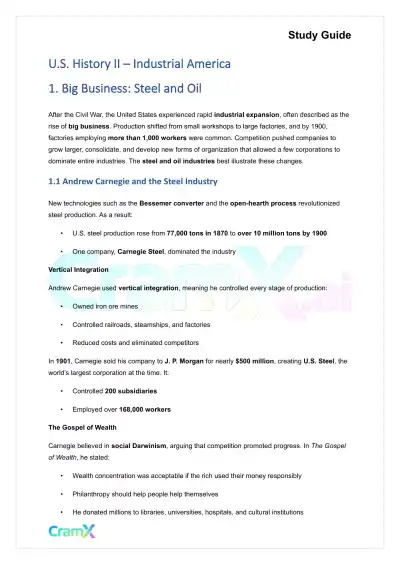 U.S. History II - Industrial America - Page 1 preview image