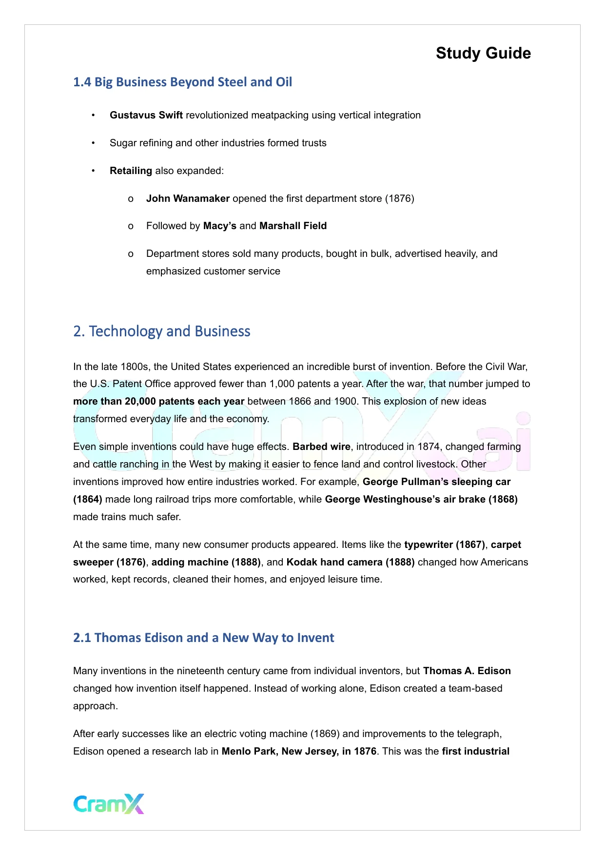U.S. History II - Industrial America - Page 3 preview image